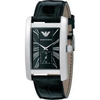 Emporio Armani Istorinė Kolekcija Juodos Odos/Juodas Moteriškas Kvarcinis Laikrodis AR0143 juoda
