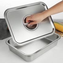 Baijie Stainless Steel Rectangular Food Steaming Pan with Lid 36×27×7