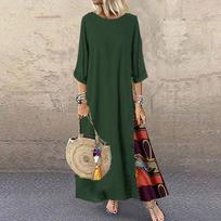 Plus Size Women Half Sleeve Floral Loose Big Swing Maxi Dress Casual Holiday Long Vestidos M vyno raudonos spalvos