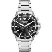 Emporio Armani Diver Juodas Ciferblatas Sidabrinis Metalas Vyriškas Kvarcinis Laikrodis AR11360 juoda