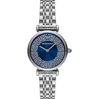 Emporio Armani Gianni T-Bar Mėlynas ciferblatas Sidabrinis metalas Moteriškas kvarcinis laikrodis AR11627 mėlyna