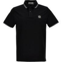 Stone Island logotipas trumpomis rankovėmis polo marškinėliai vyrams Polo marškinėliai Juoda K1S1522002SCS0018-V0029 XXL