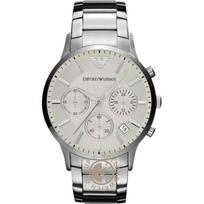 Emporio Armani Renato Baltas Metalas Sidabrinis Vyriškas Kvarcinis Laikrodis AR2458 balta