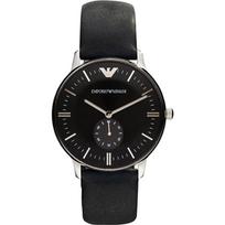 Emporio Armani Gianni didelis juodo odinio vyriško kvarcinio laikrodžio modelis AR0382 juoda