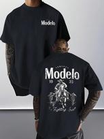 Modelis Grafinis spaudinys Vyriški medvilniniai marškinėliai Laisvalaikio sportinio stiliaus viršus Madingi gatvės stiliaus T-shirt Tinka kelionėms Sportinė apranga S white
