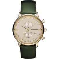 Emporio Armani Gianni XLarge Auksinis Žalias Odinis Vyriškas Kvarcinis Chronografas AR1722 auksas