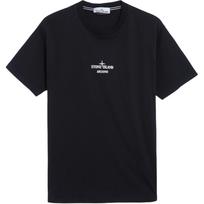 Stone Island logotipas Spausdintas apvalia iškirpte tiesaus kirpimo trumpomis rankovėmis T-shirt Vyriški viršutiniai drabužiai Juoda 81152NS91-V0029 L