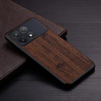Dėklas, skirtas Poco X6 Pro Poco M6 Pro coque bambuko medžio raštas Odinis telefono dėklas Prabangus funda for xiaomi poco x6 pro dėklas capa Poco X6 Pro juoda