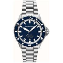 Emporio Armani Sea Explorer Mėlynas Nerūdijančio Plieno Vyriškas Automatinis Nardymo Laikrodis Su Data AR60087 mėlyna