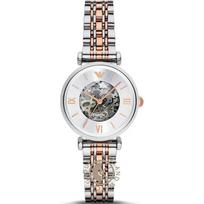 Emporio Armani Gianni T-Bar Silver Metal Bicolor rose Ladies Mechanical Automatic AR1992 sidabras