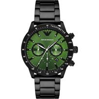 Emporio Armani Mario Žalias Juodas Metalinis Vyriškas Kvarcinis Chronografas Laikrodis AR11472 žalia