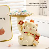 Maneki-Neko Lucky Cat Key Storage Tray Ornament