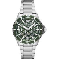 Emporio Armani Diver Žalias Nerūdijančio Plieno/Sidabrinis Vyriškas Mechaninis Automatinis Laikrodis AR60061 žalia