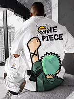 One Piece Luffy Zoro Anime Graphic Print Men's Cotton T-shirt Summer Short Sleeve Tees Clothes Casual Oversized Tops 4XL