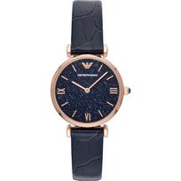 Emporio Armani Gianni T-Bar Mėlynas Tamsiai Mėlynas Odinis Moteriškas Kvarcinis Laikrodis AR11424 mėlyna