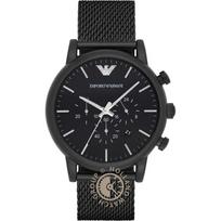 Emporio Armani Luigi XLarge Juodo Nerūdijančio Plieno Milanese Vyriškas Kvarcinis Chronografas AR1968 juoda