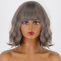 MERISIHAIR Trumpas banguotas perukas su kirpčiukais Sintetinio pluošto Water Wave Ombre šviesiai blondinis perukas moterims kasdieniam dėvėjimui Cosplay