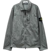 Stone Island FW24 Nailono Metalas Vienspalvis Dvigubas Užtrauktukas Raidės Ženklelis Marškinių Stiliaus Ilgomis Rankovėmis Pavasario Rudens Striukė Vyriškos striukės Pilka 811511819-V0060 M