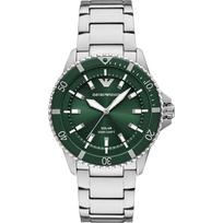 Emporio Armani World Explorer Žalias Nerūdijančio Plieno/Sidabrinis Vyriškas Saulės Energijos Kvarcinis Laikrodis AR11698 žalia