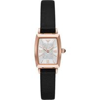 Emporio Armani Gianni T-Bar Sidabrinis Juodas Odinis Moteriškas Kvarcinis Laikrodis AR11408 sidabras
