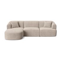 Šviesiai rudos spalvos kampinė sofa iš kordinio velveto (su kairiuoju kampu/su gultu) Campi – Cosmopolitan Design