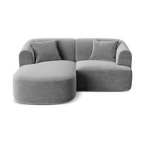 Šviesiai pilkos spalvos kampinė sofa iš velveto (su kairiuoju kampu/su gultu) Campi – Cosmopolitan Design