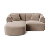 Šviesiai rudos spalvos kampinė sofa iš velveto (su kairiuoju kampu/su gultu) Campi – Cosmopolitan Design