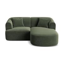 Žalios spalvos kampinė sofa iš velveto (su dešiniuoju kampu/su gultu) Campi – Cosmopolitan Design