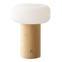 Baltos spalvos/natūralios spalvos iš bambuko stalinis šviestuvas (aukštis 18 cm) su plastikiniu gaubtu Stafford – House Nordic