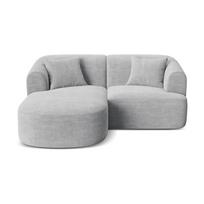 Šviesiai pilkos spalvos kampinė sofa iš kordinio velveto (su kairiuoju kampu/su gultu) Campi – Cosmopolitan Design