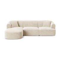 Smėlio spalvos kampinė sofa iš velveto (su kairiuoju kampu/su gultu) Campi – Cosmopolitan Design