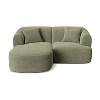 Žalios spalvos kampinė sofa iš kordinio velveto (su kairiuoju kampu/su gultu) Campi – Cosmopolitan Design