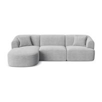 Šviesiai pilkos spalvos kampinė sofa iš kordinio velveto (su kairiuoju kampu/su gultu) Campi – Cosmopolitan Design