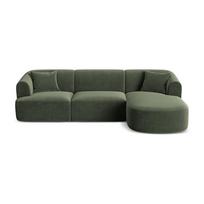 Žalios spalvos kampinė sofa iš velveto (su dešiniuoju kampu/su gultu) Campi – Cosmopolitan Design