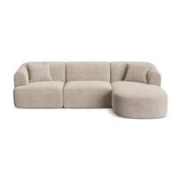 Šviesiai rudos spalvos kampinė sofa iš kordinio velveto (su dešiniuoju kampu/su gultu) Campi – Cosmopolitan Design