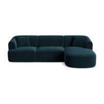 Smaragdinės spalvos kampinė sofa iš velveto (su dešiniuoju kampu/su gultu) Campi – Cosmopolitan Design