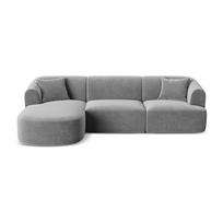 Šviesiai pilkos spalvos kampinė sofa iš velveto (su kairiuoju kampu/su gultu) Campi – Cosmopolitan Design
