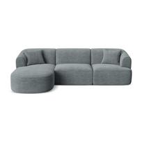 Tamsiai pilkos spalvos kampinė sofa iš kordinio velveto (su kairiuoju kampu/su gultu) Campi – Cosmopolitan Design