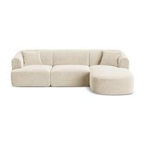 Smėlio spalvos kampinė sofa iš velveto (su dešiniuoju kampu/su gultu) Campi – Cosmopolitan Design