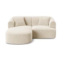Smėlio spalvos kampinė sofa iš velveto (su kairiuoju kampu/su gultu) Campi – Cosmopolitan Design