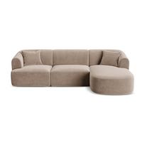 Šviesiai rudos spalvos kampinė sofa iš velveto (su dešiniuoju kampu/su gultu) Campi – Cosmopolitan Design