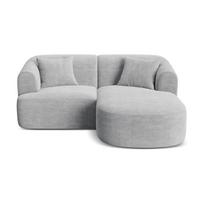 Šviesiai pilkos spalvos kampinė sofa iš kordinio velveto (su dešiniuoju kampu/su gultu) Campi – Cosmopolitan Design