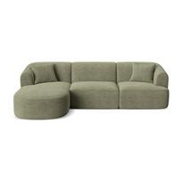 Žalios spalvos kampinė sofa iš kordinio velveto (su kairiuoju kampu/su gultu) Campi – Cosmopolitan Design