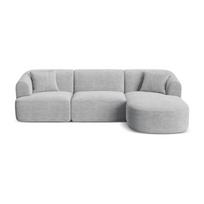Šviesiai pilkos spalvos kampinė sofa iš kordinio velveto (su dešiniuoju kampu/su gultu) Campi – Cosmopolitan Design