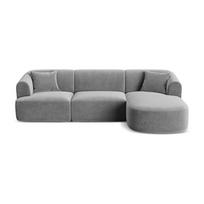 Šviesiai pilkos spalvos kampinė sofa iš velveto (su dešiniuoju kampu/su gultu) Campi – Cosmopolitan Design