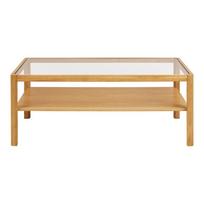 Natūralios spalvos kavos staliukas su stikliniu stalviršiu 60x110 cm Lourmarin – House Nordic