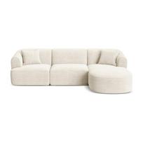 Smėlio spalvos kampinė sofa iš kordinio velveto (su dešiniuoju kampu/su gultu) Campi – Cosmopolitan Design