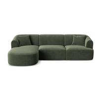 Žalios spalvos kampinė sofa iš velveto (su kairiuoju kampu/su gultu) Campi – Cosmopolitan Design