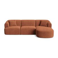 Terakotos spalvos kampinė sofa iš kordinio velveto (su dešiniuoju kampu/su gultu) Campi – Cosmopolitan Design
