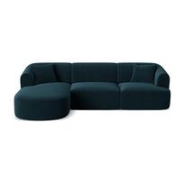 Smaragdinės spalvos kampinė sofa iš velveto (su kairiuoju kampu/su gultu) Campi – Cosmopolitan Design